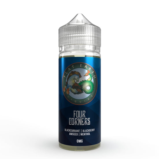 Four Corners by Flat Earth Liquids - A fruity blend of Blackcurrant, Blackberry, Aniseed with a chilling blast of Menthol.