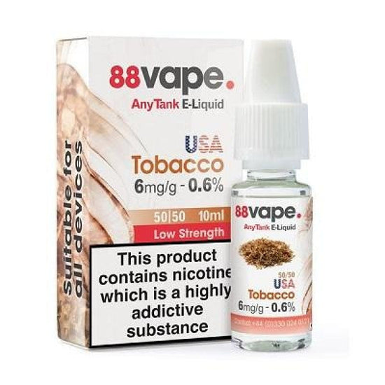 USA Tobacco 6mg 11mg E-Liquid by 88 Vape - 10ml